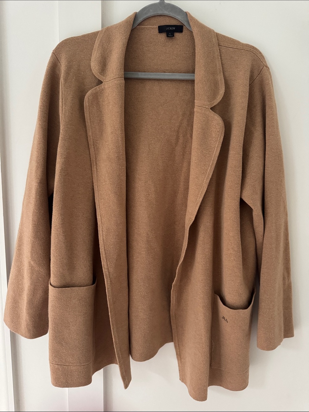 J Crew Camel Eloise sweater-blazer Size L